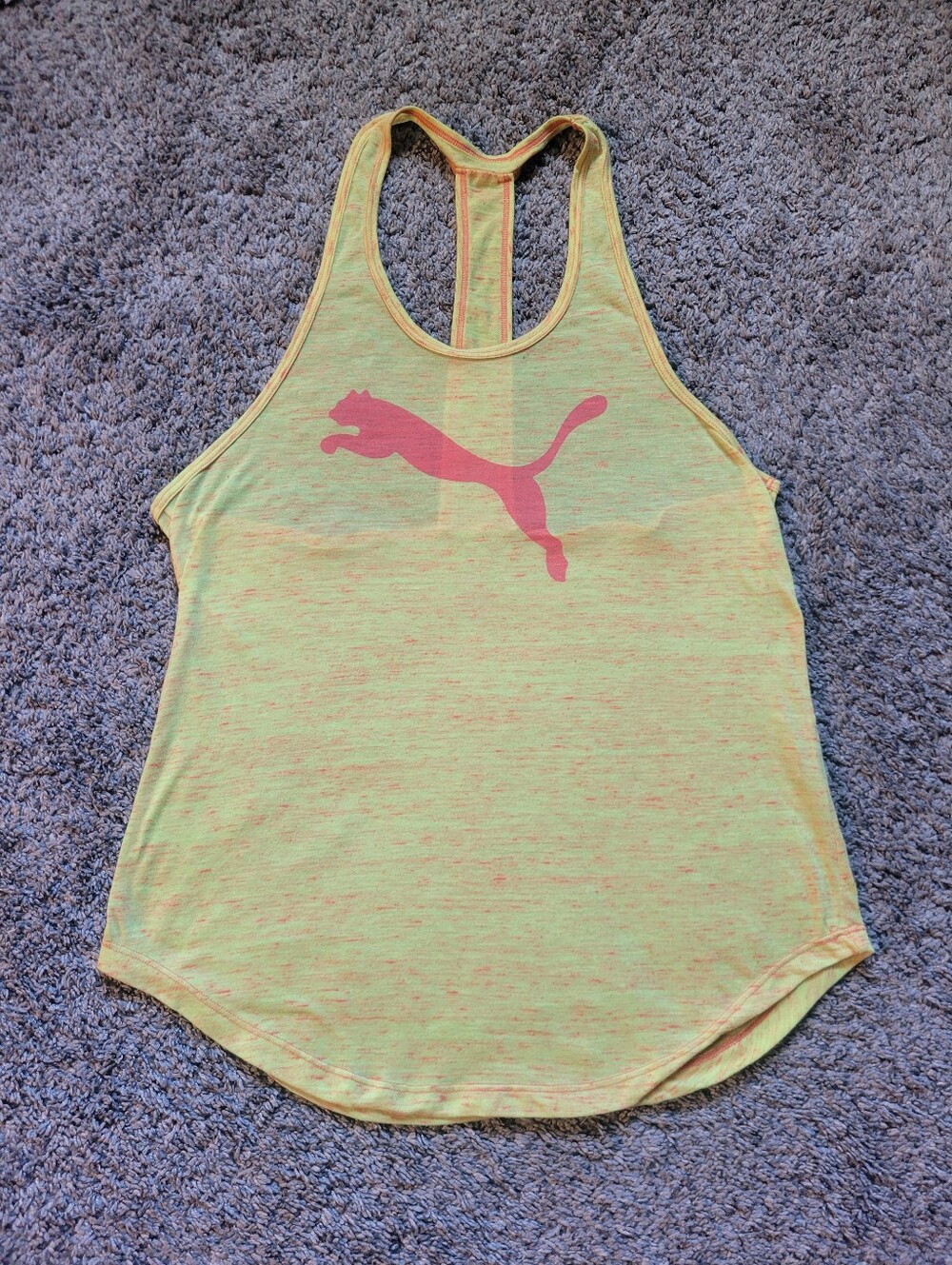 Puma Neon Yellow Tank with Pink Logo Size Lg